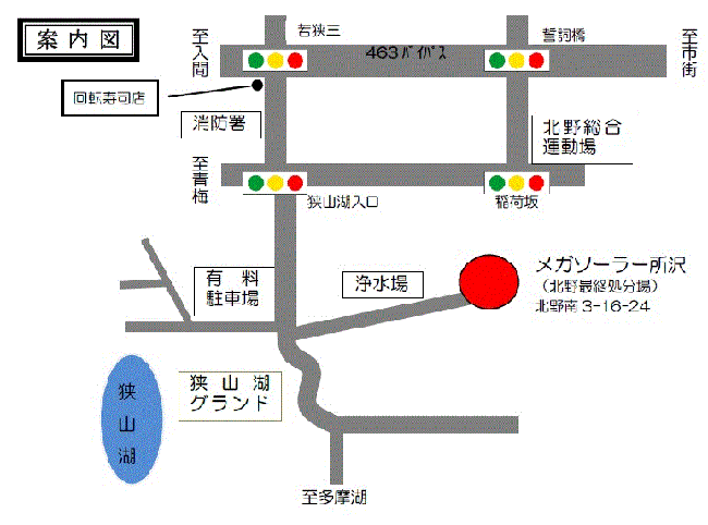 メガソーラー所沢への案内図